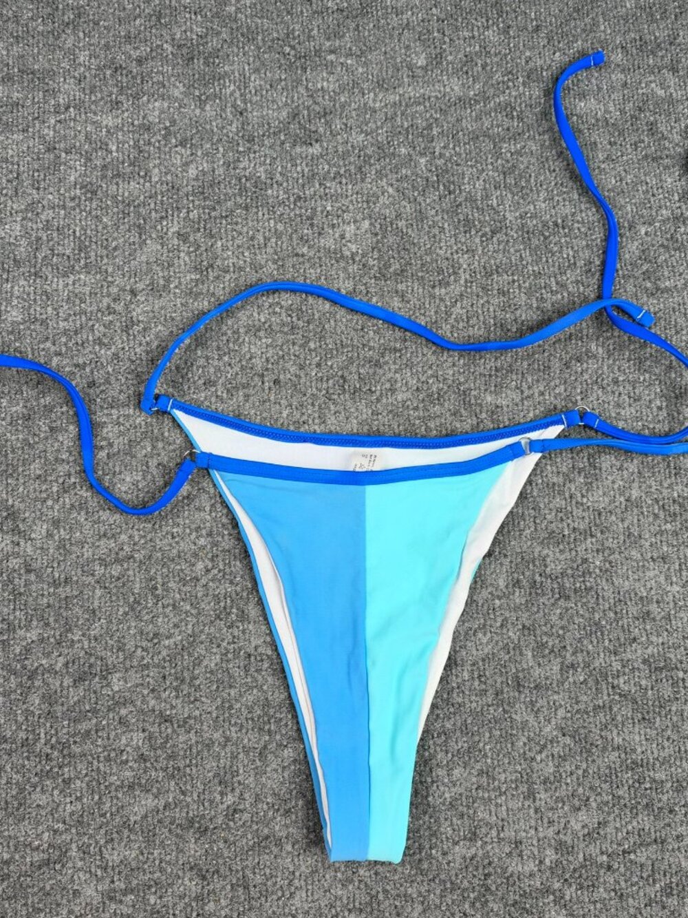 Bikini Bottom Womens Large Blue Colorblock Cheeky Thong Tie Side Swimwear Swim